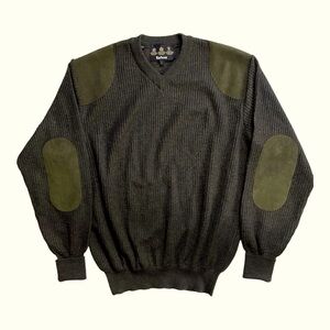 Barbour Men’s size Large Sporting Sweater V neck Loden/Green merino wool